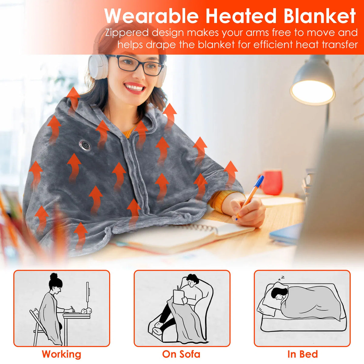Wearable USB heated shawl blanket – photo 4