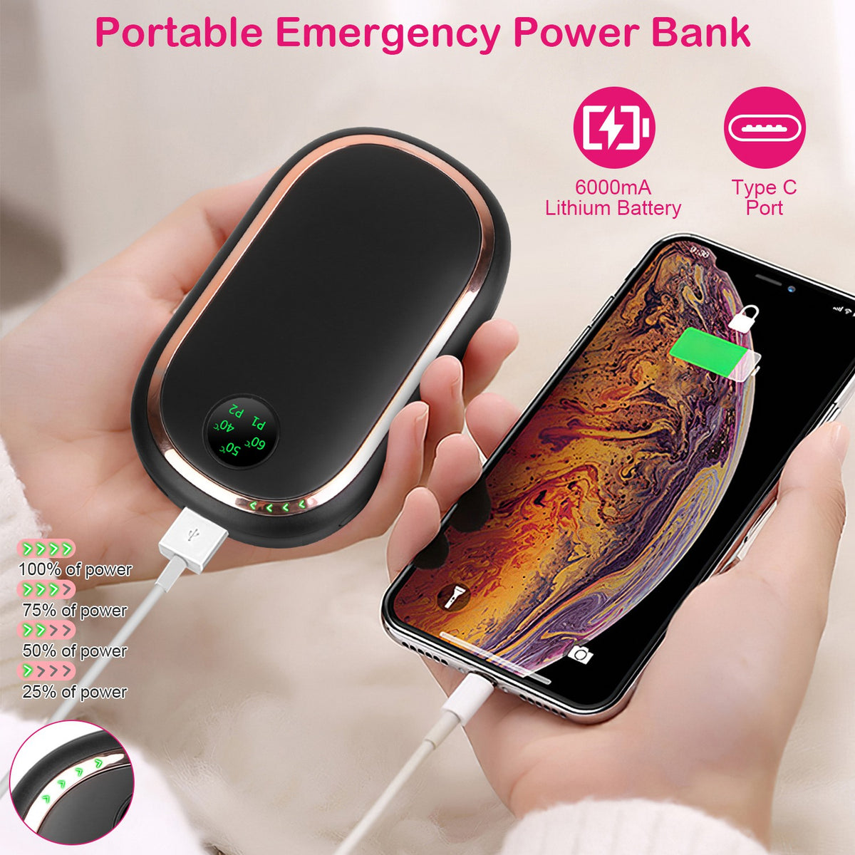 Rechargeable 6000mAh hand warmer and power bank – photo 3