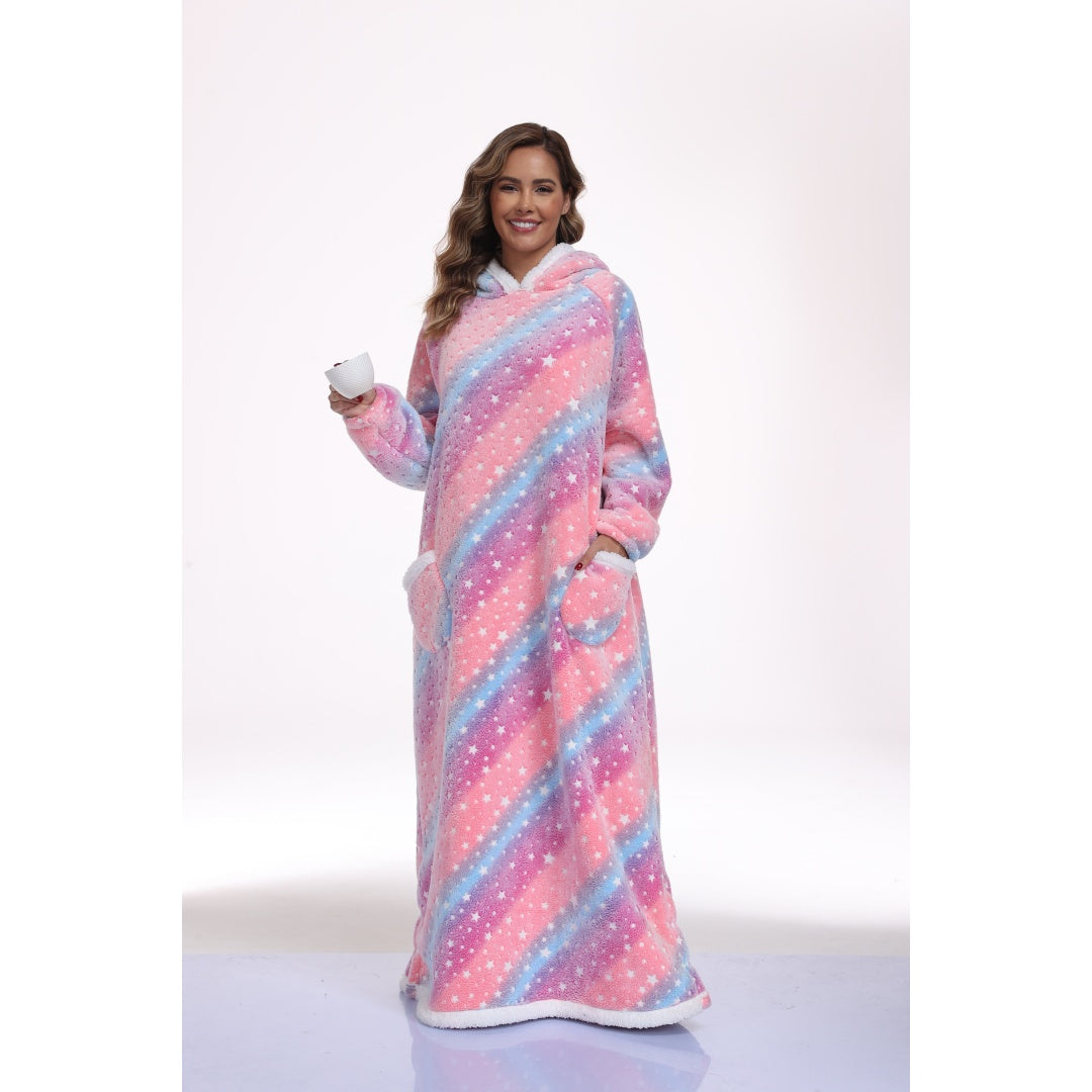 Oversized sherpa-lined wearable blanket hoodie