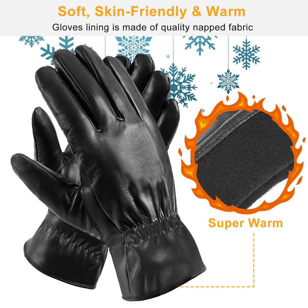 Faux leather winter gloves – photo 4