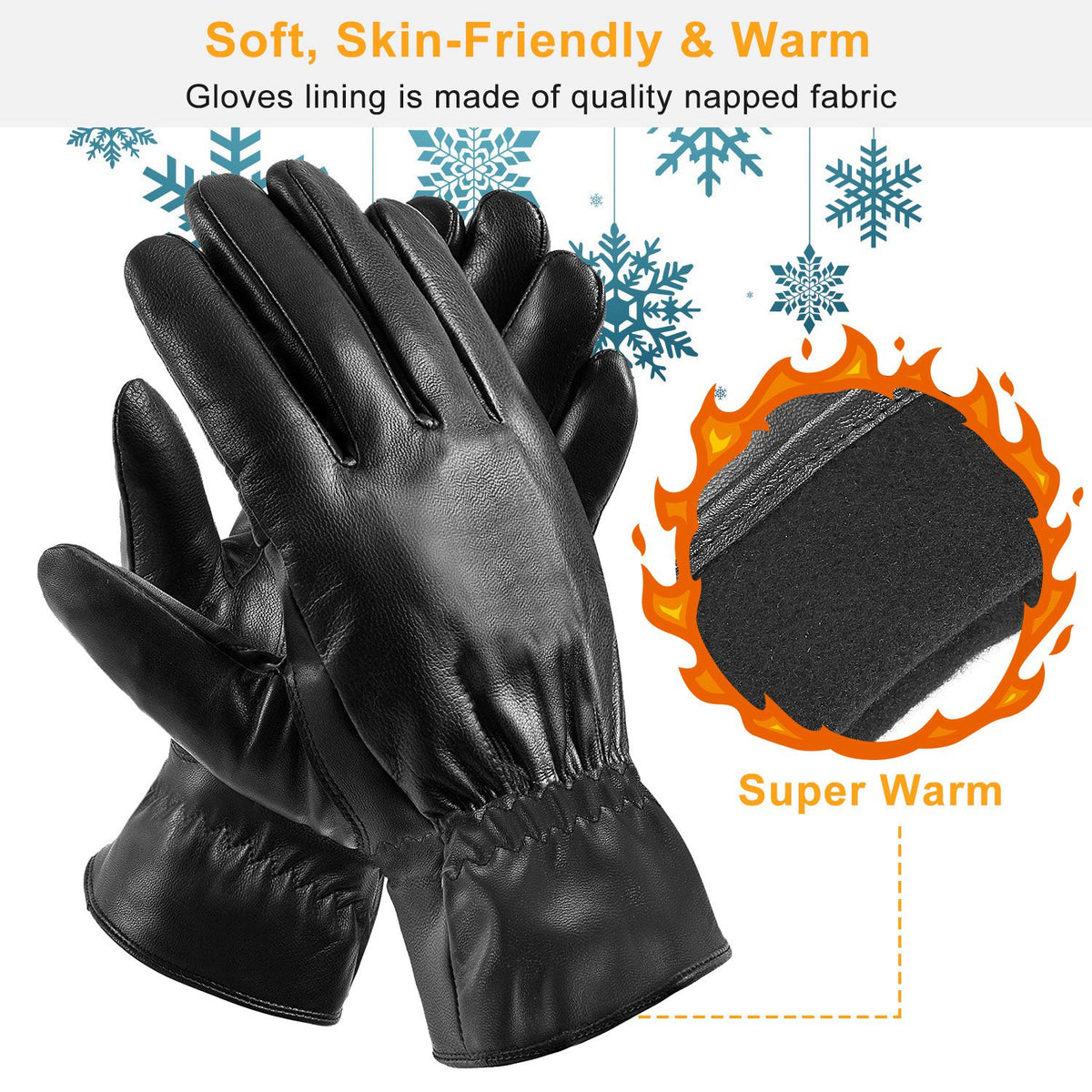 Faux leather winter gloves – photo 4