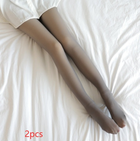 Fleece-lined sheer-look winter tights – photo 20