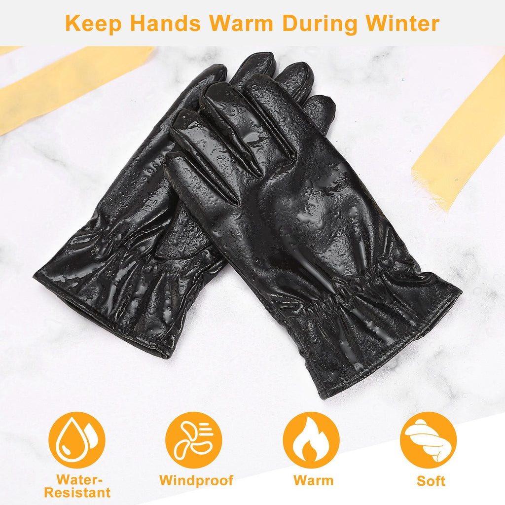 Faux leather winter gloves – photo 9