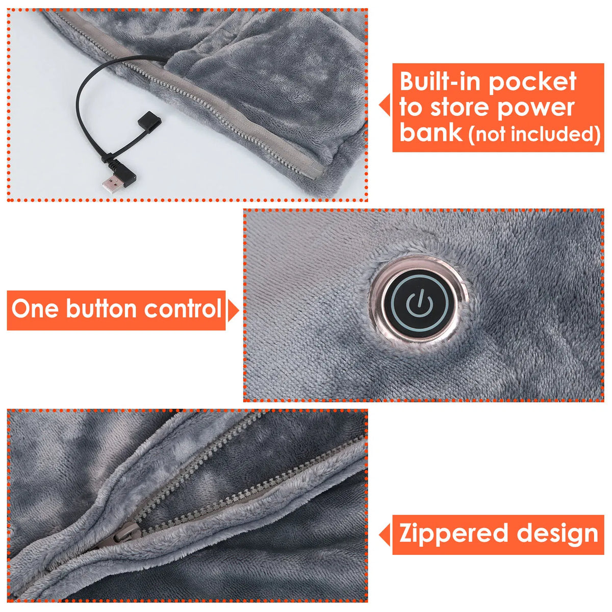 Wearable USB heated shawl blanket – photo 8