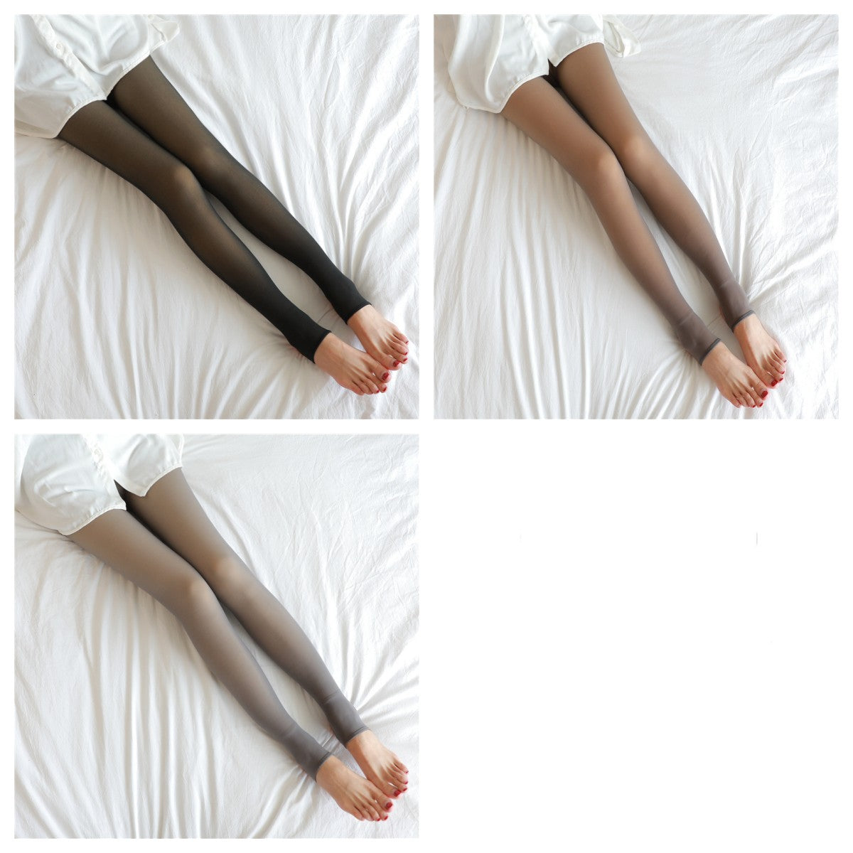 Fleece-lined sheer-look winter tights – photo 26