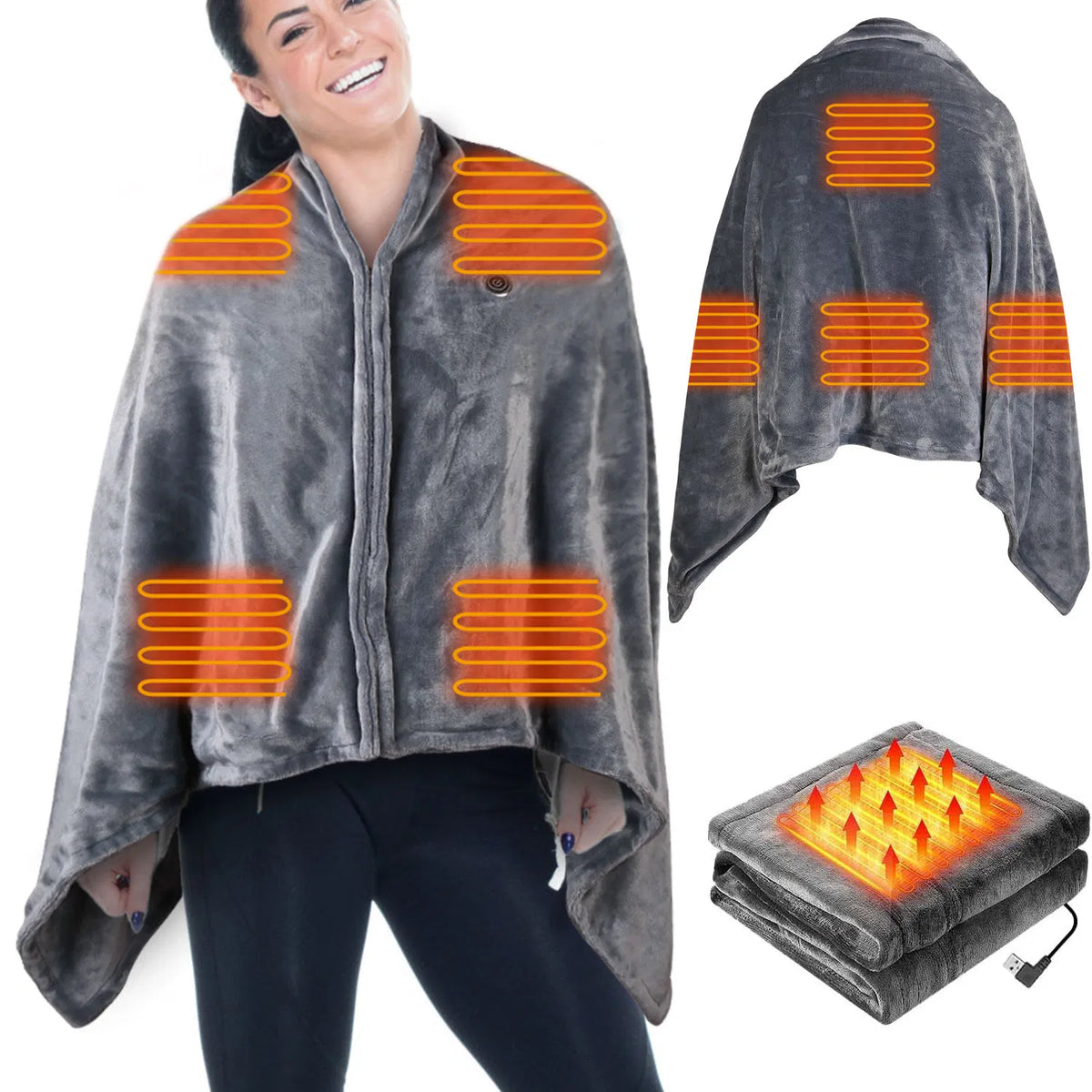Wearable USB heated shawl blanket – photo 6