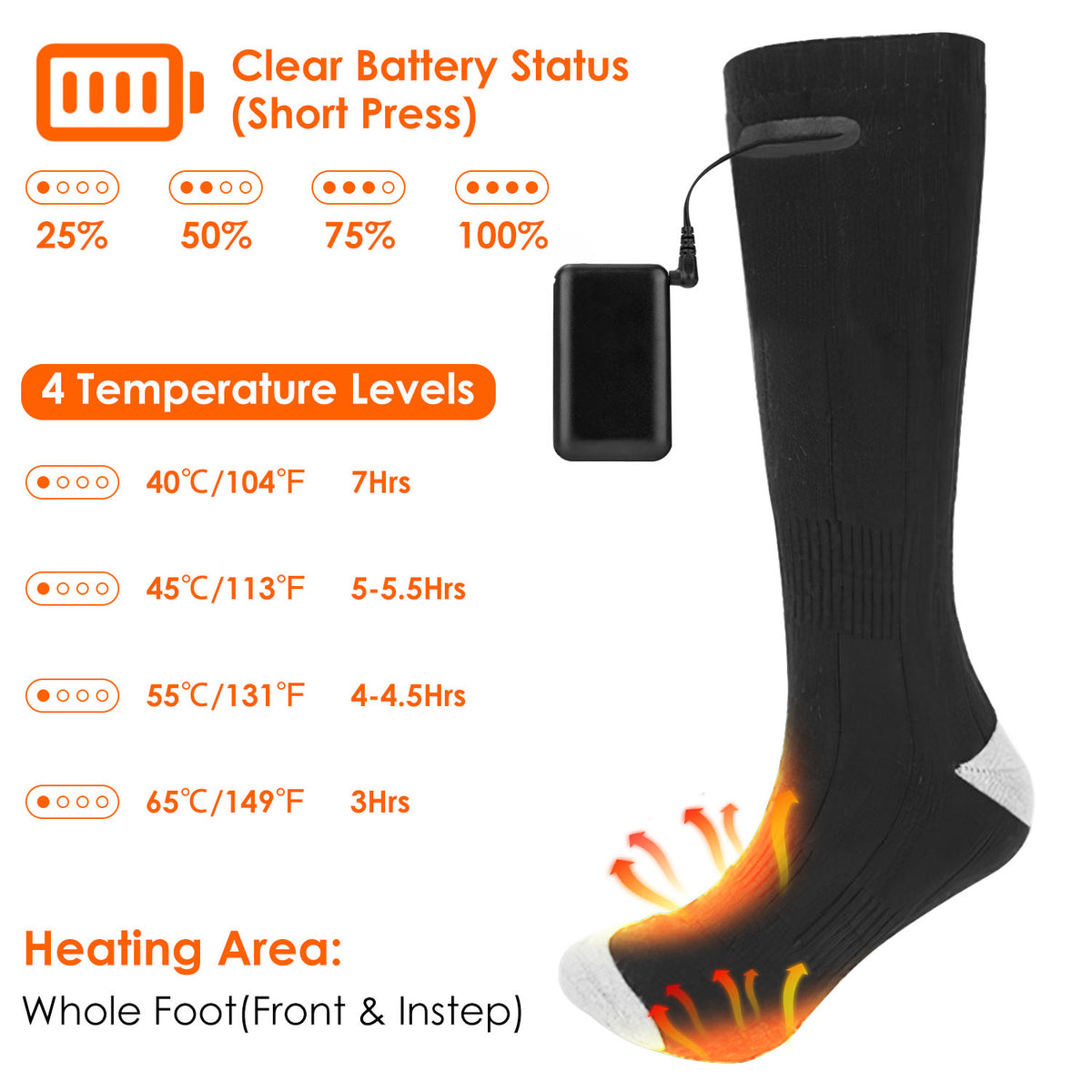 Rechargeable heated socks with battery packs – photo 3